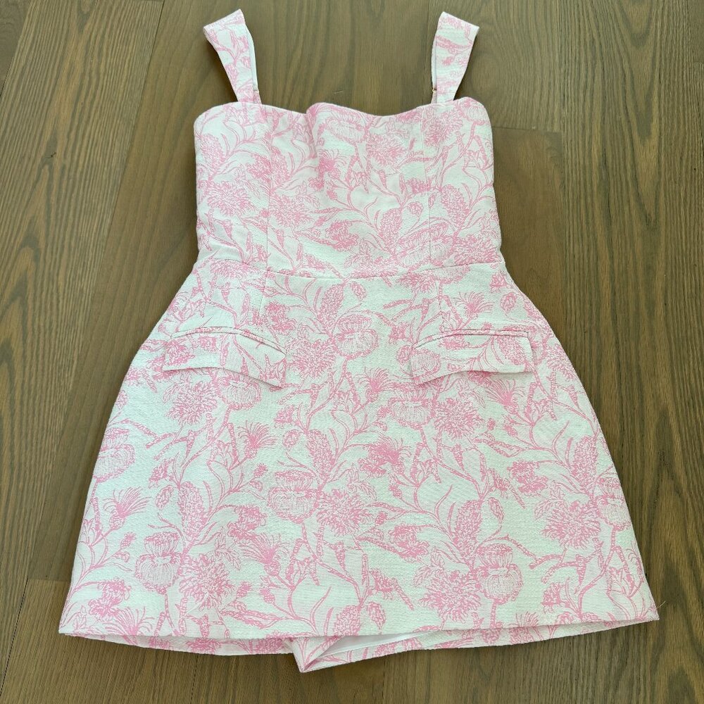 Amanda Uprichard Pink Brocade Mini Dress w/ short underneath; Size M; never worn